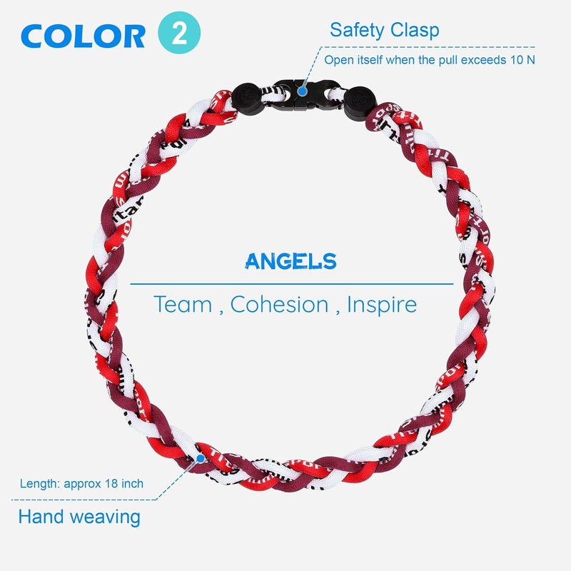 SUPBOMM 3 pcs Baseball Rope Necklaces, League Team Colors Braided Necklace, Baseball Team Gifts - Image 3